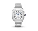 Cartier Santos Silver White 35mm Metal Strap Automatic - Cartier First Copy Watches