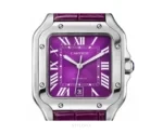 Cartier Santos Purple Leather Strap Automatic - Cartier First Copy Watches