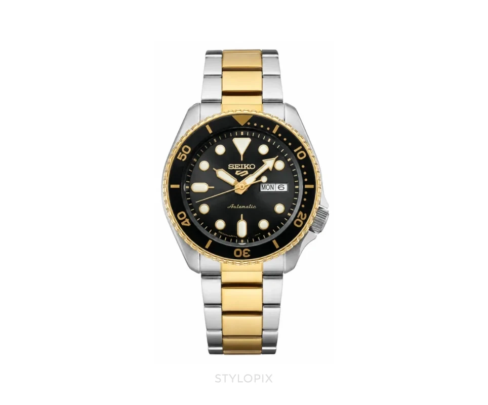 Seiko Sports 5 Silver Gold Black Dial Authentic Store Quality Automatic – Seiko First Copy Watches