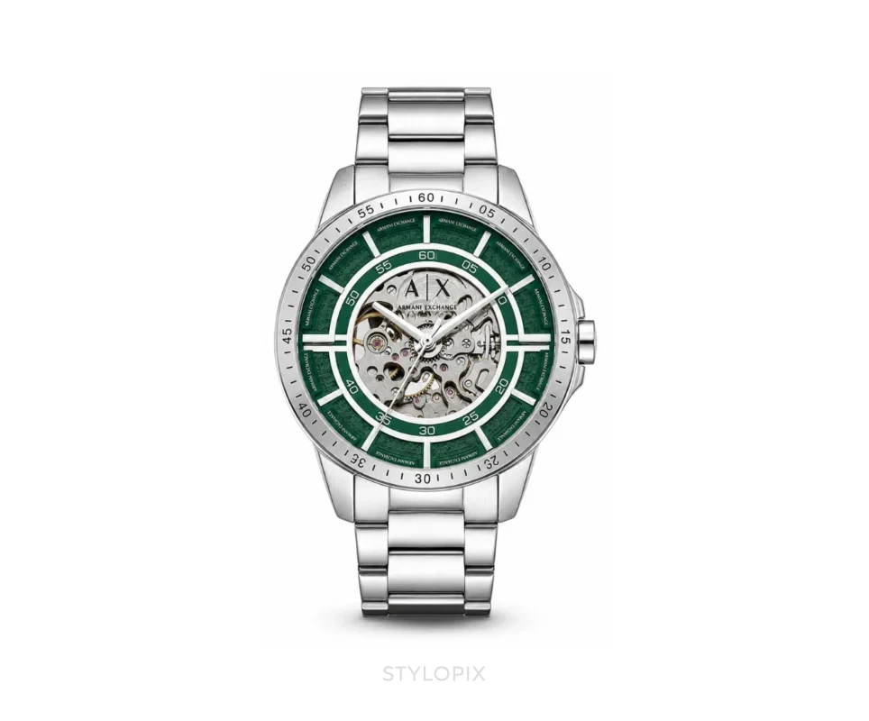 Armani Exchange Open Heart Green Dial Skeleton Automatic - Armani Exchange First Copy Watches