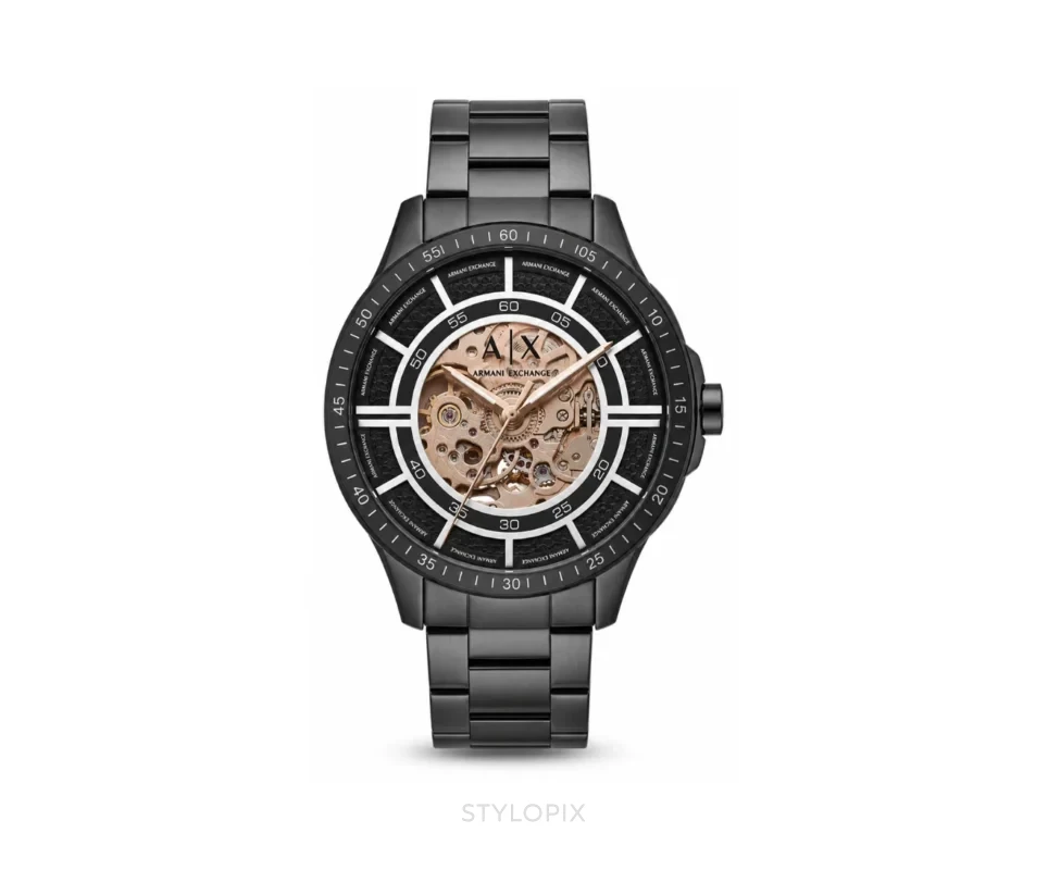 Armani Exchange Open Heart Full Black Skeleton-Automatic - Armani Exchange First Copy Watches