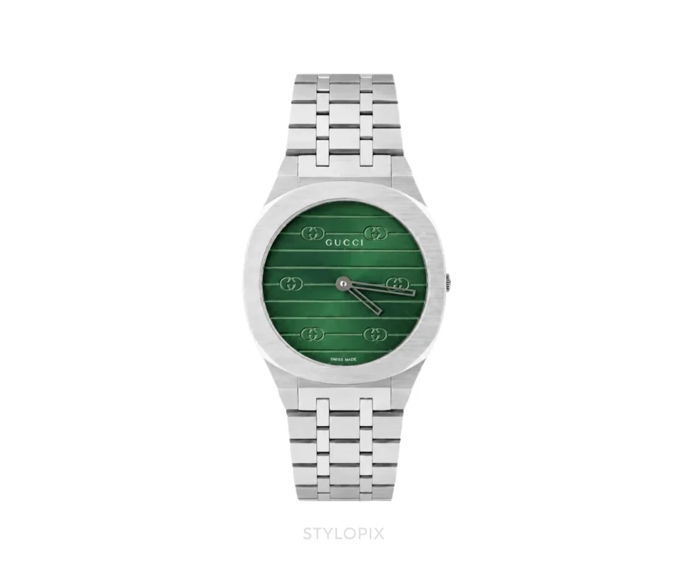 Gucci 25H 30mm Silver Green Quartz - Gucci First Copy Watches